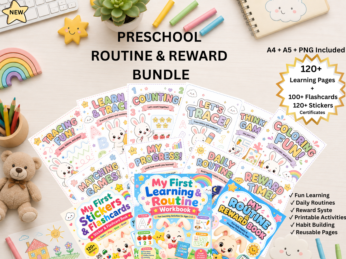 My First Learning Bundle | Preschool Workbook & Flashcards (Ages 3–5)