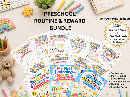My First Learning Bundle | Preschool Workbook & Flashcards (Ages 3–5)