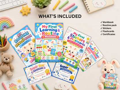 My First Learning Bundle | Preschool Workbook & Flashcards (Ages 3–5)