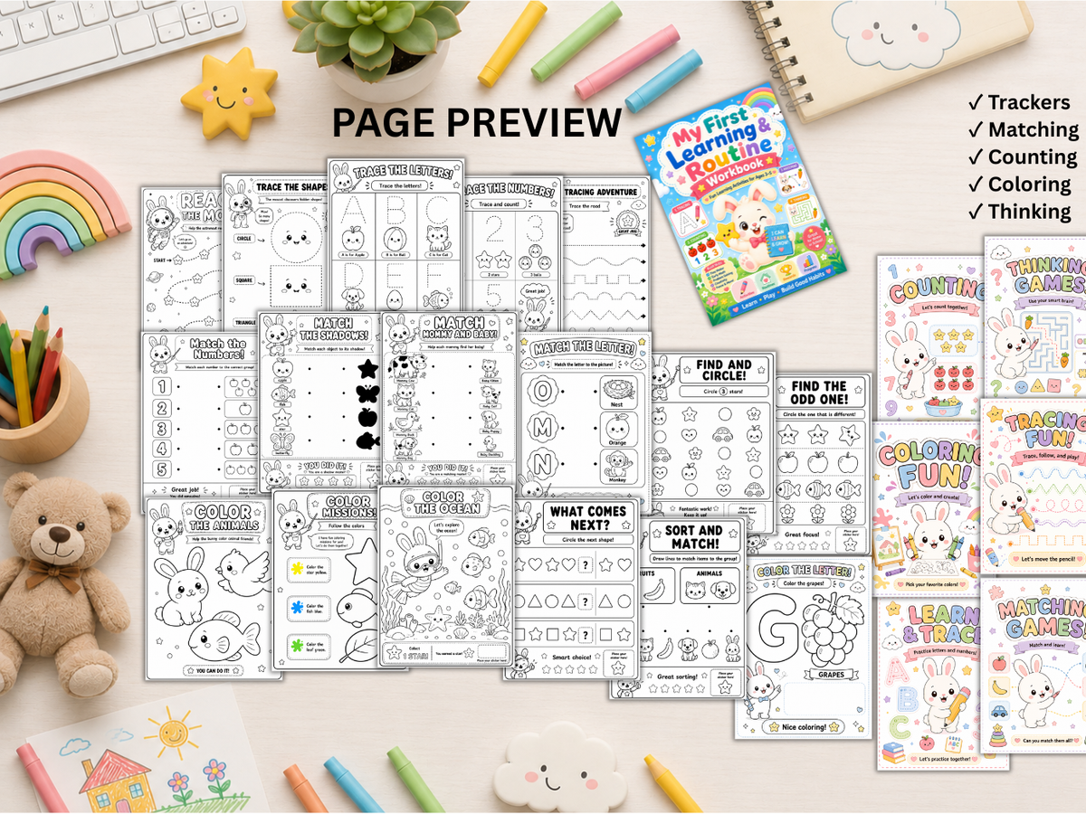 My First Learning Bundle | Preschool Workbook & Flashcards (Ages 3–5)