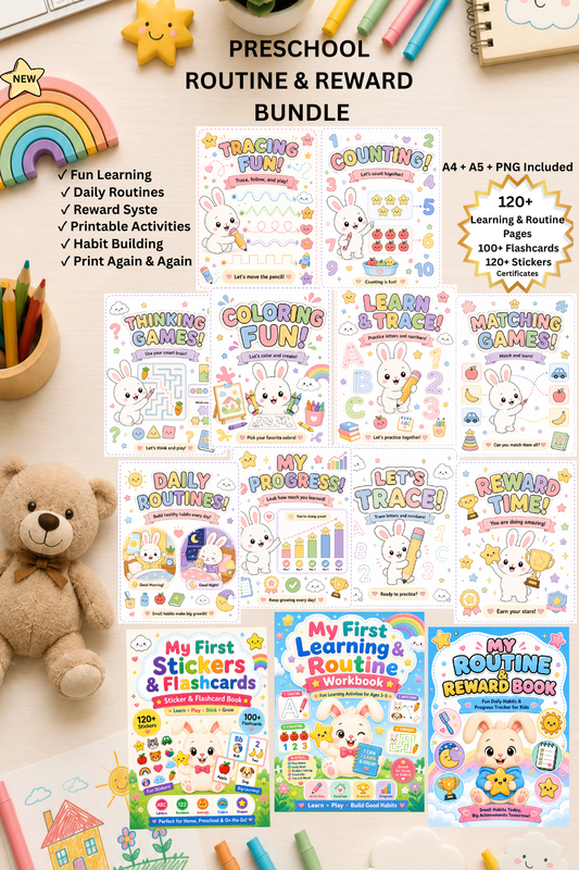 My First Learning Bundle | Preschool Workbook & Flashcards (Ages 3–5)